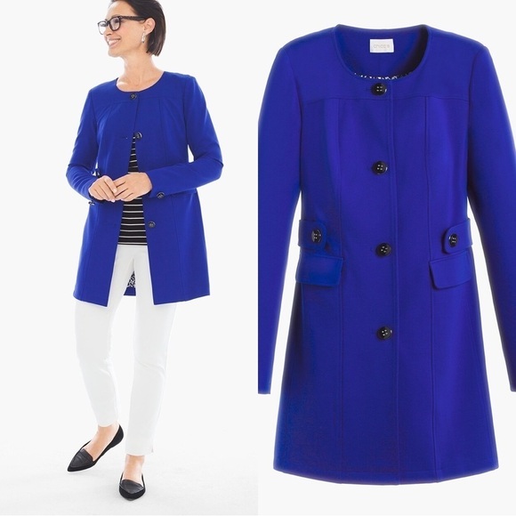 Chicos Blue Duster Coat - Picture 1 of 16
